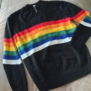 Lord and Taylor Rainbow Striped Crew Neck Sweater